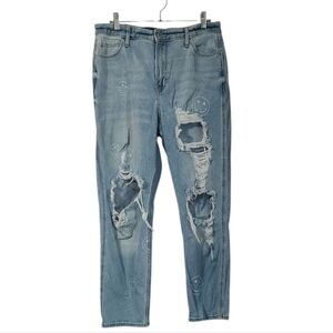 Hollister Smiley Face Ultra High Rise Mom Distressed Jeans Size 13R